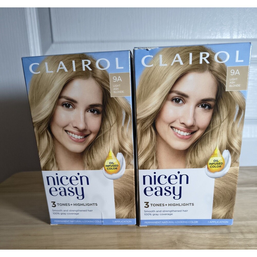 Clairol Nice'N Easy 9A Light Ash Blonde Permanent Haircolor GrayCoverage NEW 2pk